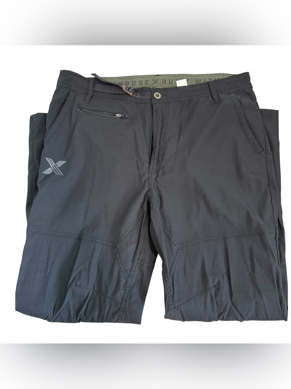 Men's Black Performance Chino Shorts with Zip Pocket and Subtle Logo